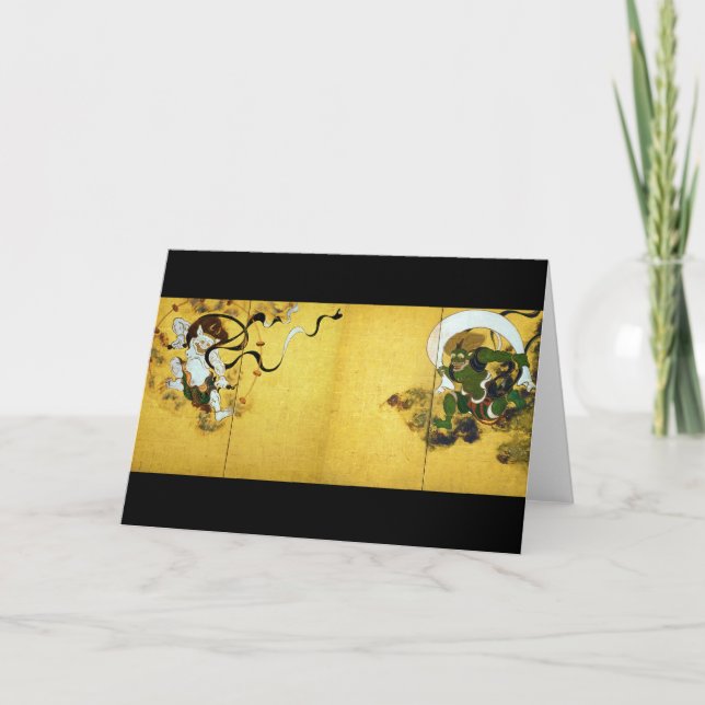 Windgott und Donnergott, Tawaraya Sotatsu Karte (Vorderseite)