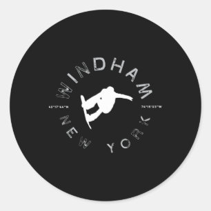 Windham New York Vintage Retro Snowboarden Runder Aufkleber