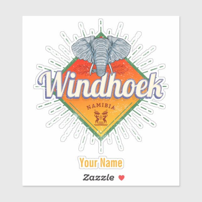 Windhoek Namibia Retro Elephant Vintag Africa Aufkleber (Blatt)