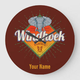 Windhoek Namibia Retro Elephant Vintag Africa Große Wanduhr