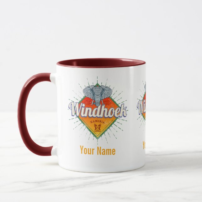 Windhoek Namibia Retro Elephant Vintag Africa Tasse (Links)