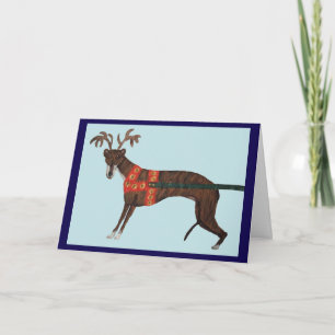 Windhund als Rentier von Santa Karte