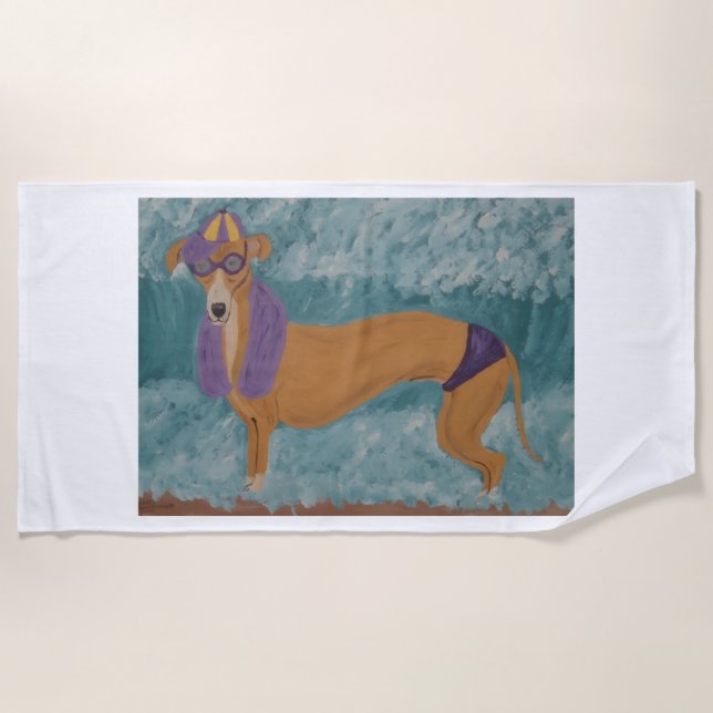 Windhund am Strand Strandtuch (Vorderseite)