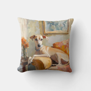 Windhund auf einem Sofa Kissen