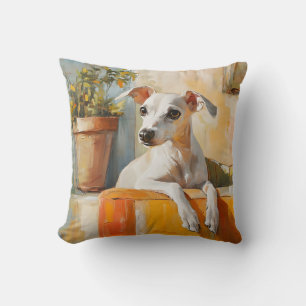 Windhund auf einem Sofa Kissen