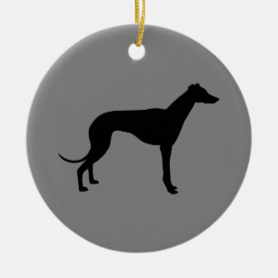 Windhund auf Grau Keramik Ornament
