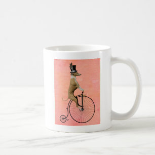 Windhund auf schwarzem Penny-Farthing Tasse