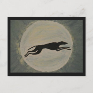 Windhund bei Vollmond Postkarte