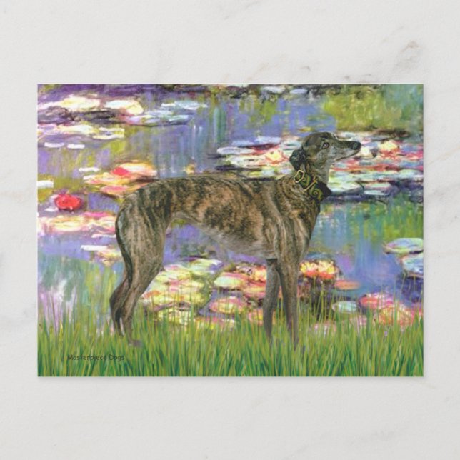 Windhund (br8) - Lilien 2 Postkarte (Vorderseite)
