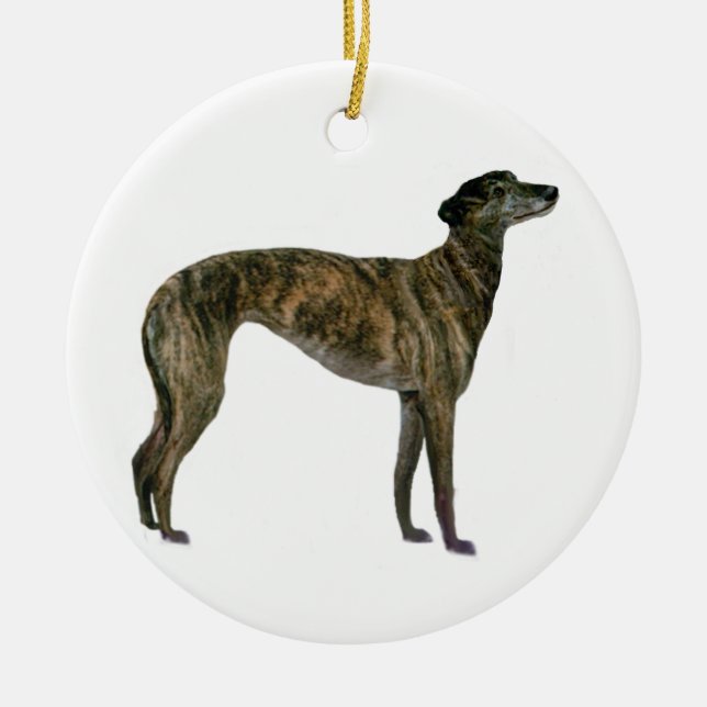 Windhund - Brindle (stehend) Keramik Ornament (Vorne)