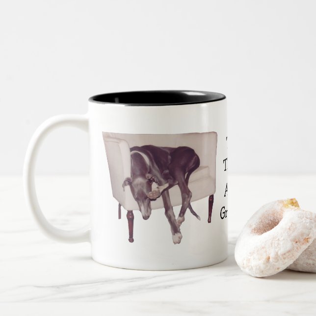 Windhund Das ist das Leben Niedlich Zweifarbige Tasse (Mit Donut)