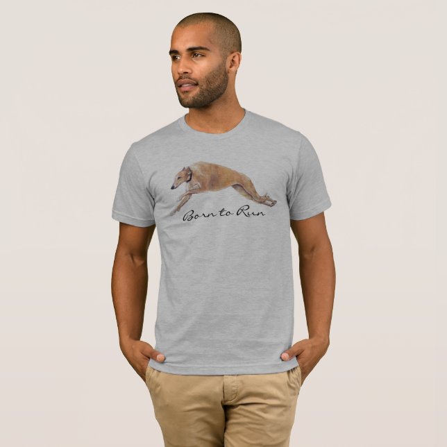 Windhund geboren, Hundekunst-T-Shirt laufen zu T-Shirt (Vorne ganz)
