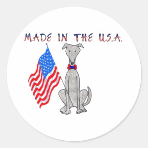 Windhund-Grau gemacht im USA-Aufkleber Runder Aufkleber