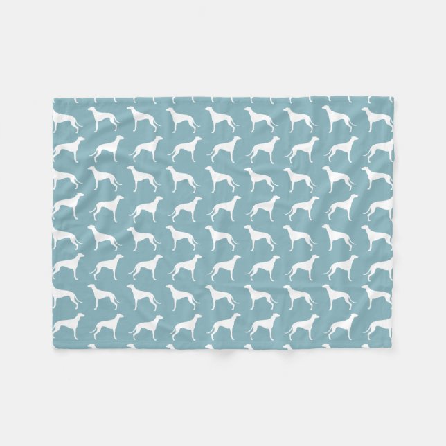 Windhund-Hund Silhouetten Muster Fleecedecke (Vorderseite (Horizontal))