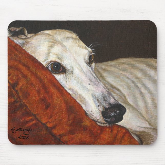 Windhund-Hund "Zuhause an der letzten" Mousepad (Vorne)