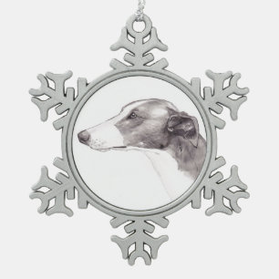 Windhund-Hundekunst-Schneeflocke-Verzierung Schneeflocken Zinn-Ornament