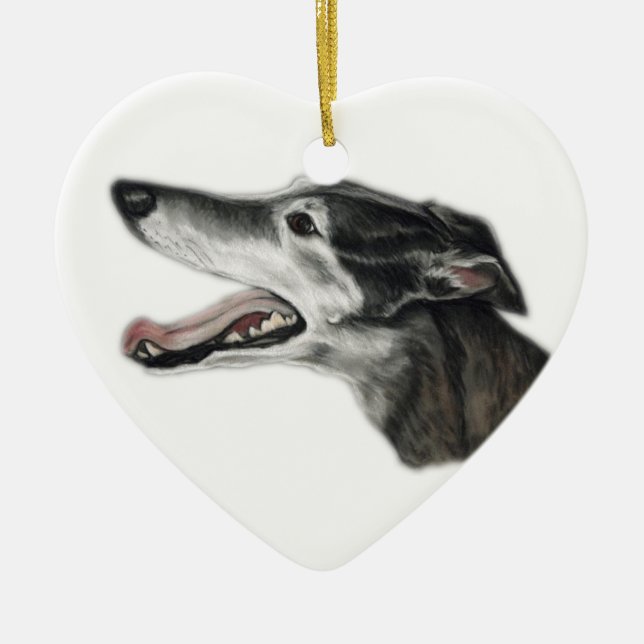Windhund-Hundekunst-Verzierung Keramik Ornament (Vorne)