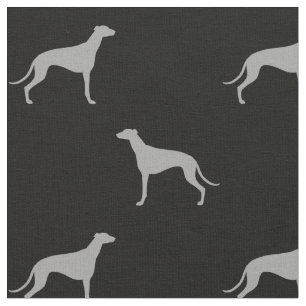 Windhund-HundeSilhouette-Muster grau und schwarz Stoff