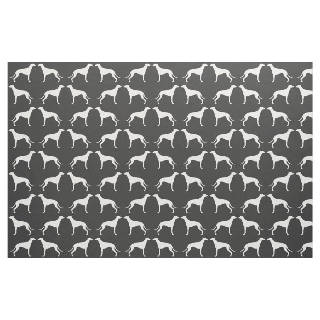 Windhund-HundeSilhouette-Muster-Grau und Weiß Stoff (Fat Quarter (45,7 x 55,9 cm))