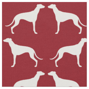 Windhund-HundeSilhouette-Muster-Rot und Weiß Stoff