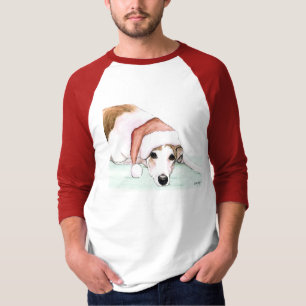 "Windhund in der Weihnachtsmannmütze" T-Shirt