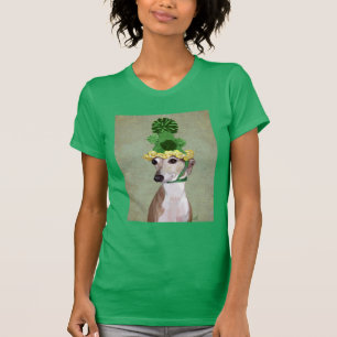 Windhund in Grün gestricktem Hut T-Shirt