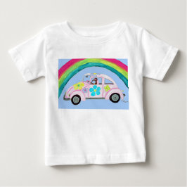 Windhund in Hippie-Auto mit Regenbogen-T-Shirt Baby T-shirt