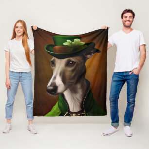 Windhund in St. Patrick's Day Kleid Fleecedecke