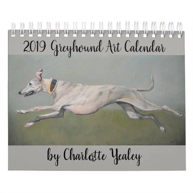 Windhund-Kunst-Kalender 2019 durch Charlotte Kalender (Titelbild)