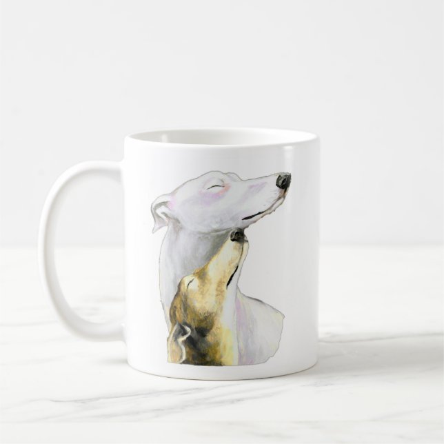 "Windhund-Liebe-" Hundekunst-Tasse Tasse (Links)