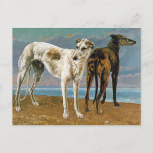 Windhund-Malerei - Zwei Windhunde - Vintage Kunst Postkarte