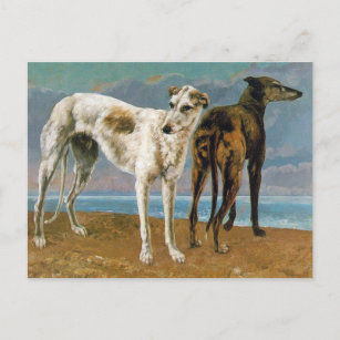 Windhund-Malerei - Zwei Windhunde - Vintage Kunst Postkarte