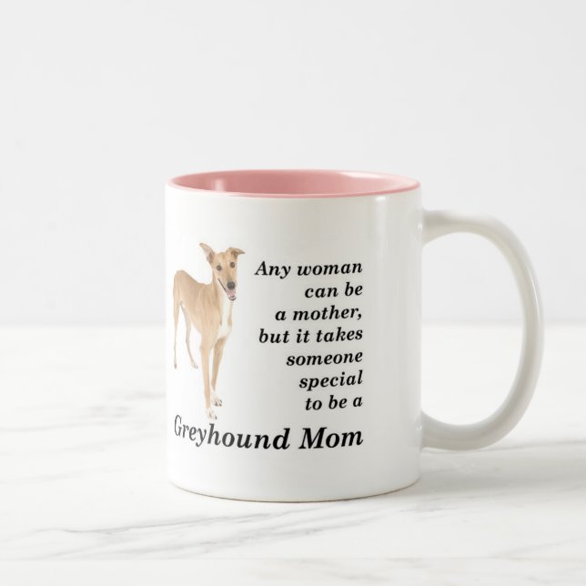 Windhund-Mama-Tasse Zweifarbige Tasse (Rechts)