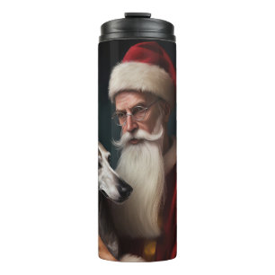 Windhund mit Weihnachtsmann Festive Weihnachten Thermosbecher