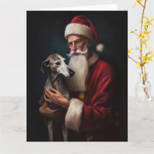 Windhund mit Weihnachtsmann Festives Weihnachten Karte