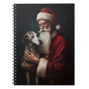 Windhund mit Weihnachtsmann Festives Weihnachten Notizblock