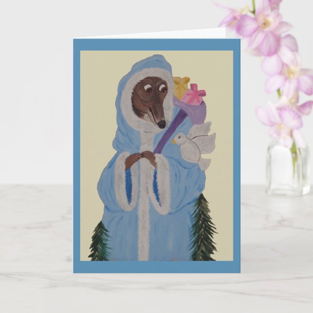 Windhund mit weißer Taube Karte (Orchidee)