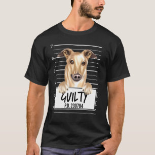 Windhund-Mugshot-schuldiger Hund T-Shirt