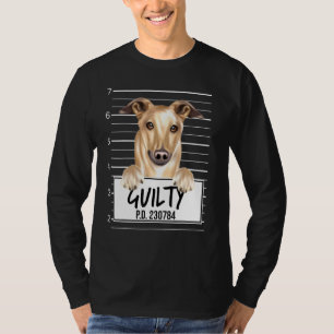 Windhund-Mugshot-schuldiger Hund T-Shirt