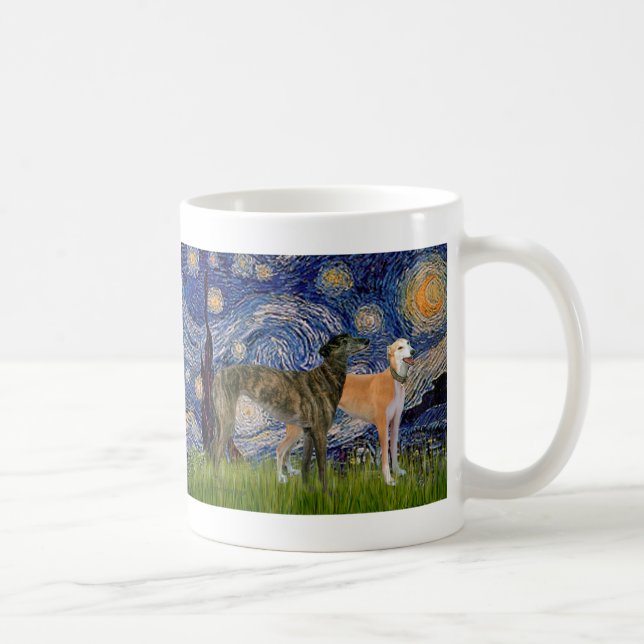 Windhund-Paar - Sternennacht Kaffeetasse (Rechts)