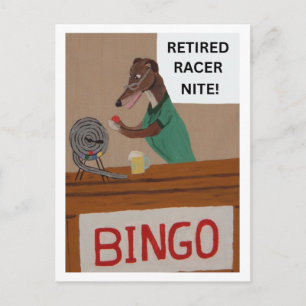Windhund-Ruheständler-Nacht-Bingo Postkarte