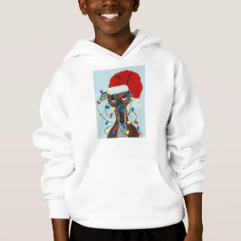 Windhund Santa verheddert in Weihnachtslichtern Hoodie