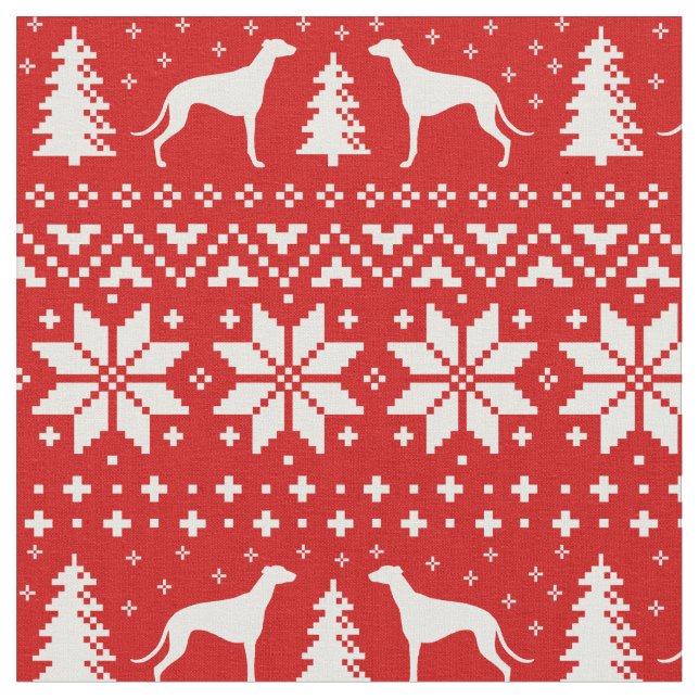 Windhund-Silhouette-Weihnachtsmuster Stoff (Nahaufnahme)