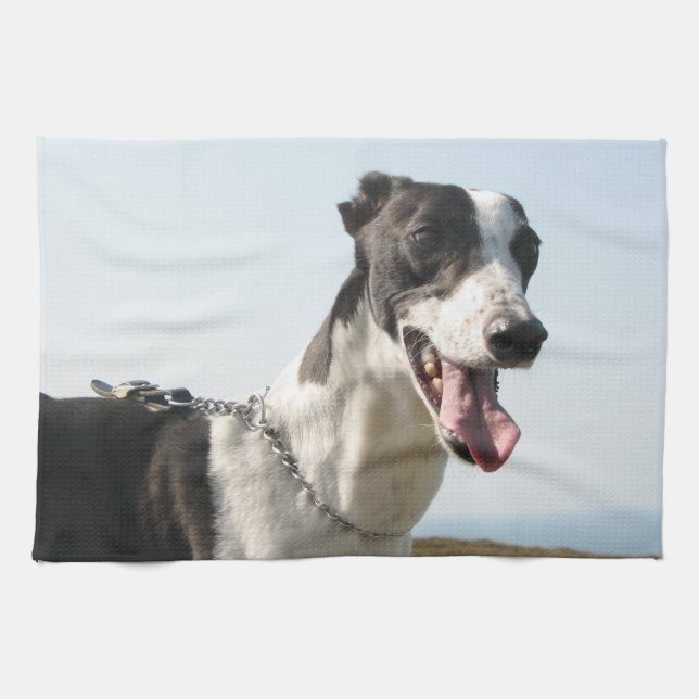 Windhund teatowel - hübscher Junge P4 Handtuch (Horizontal)