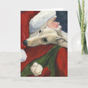 "Windhund-und Sankt" Hundekunst-Weihnachtskarte Feiertagskarte