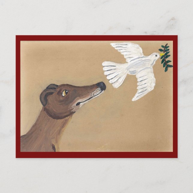 Windhund und Taube Postkarte (Vorderseite)