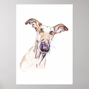 Windhund-Wasserfarbenposter, Wandkunst für Hunde-L Poster