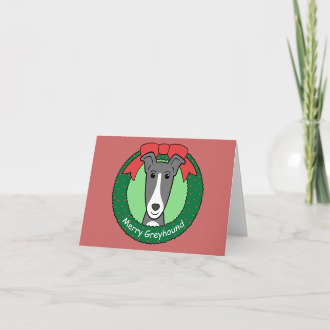 Windhund-Weihnachten Feiertagskarte (Vorderseite)