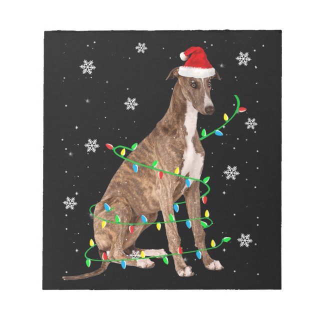 Windhund-Weihnachtsweihe niedlichen Santa Windhund Notizblock (Vorderseite)