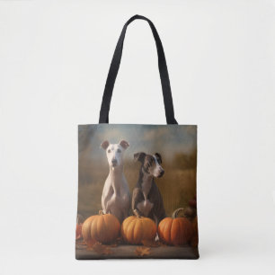 Windhund-Welpe Herbstfreude Kürbis